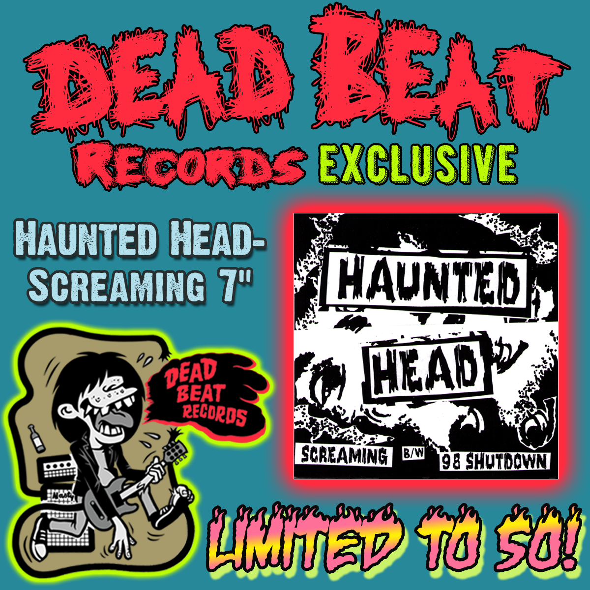Haunted Head- Screaming 7” ~RAREST COVER LIMITED TO 50 NUMBERED COPIES!