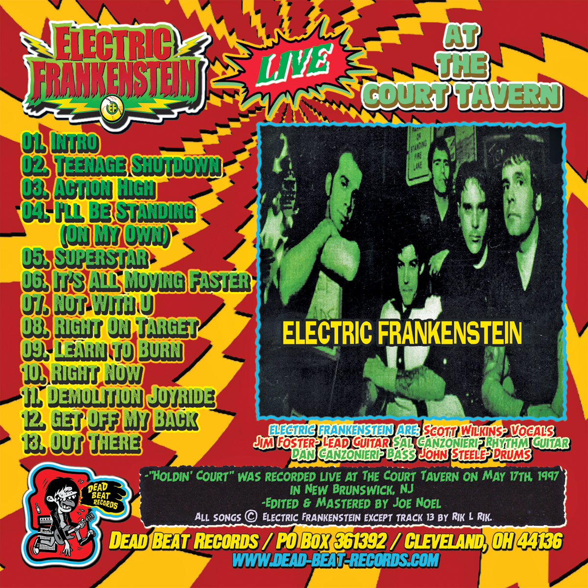 Electric Frankenstein- Holdin’ Court CD ~RARE UNRELEASED SET FROM 1997 W/ SCOTT WILKINS ON VOX!
