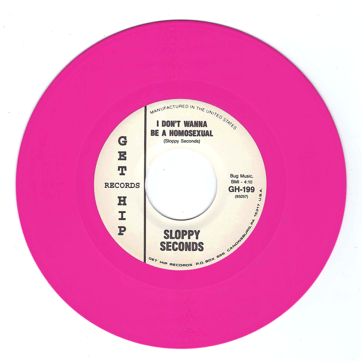 Sloppy Seconds- I Don’t Wanna Be A Homosexual 7" ~REISSUE / RARE HOT PINK WAX!
