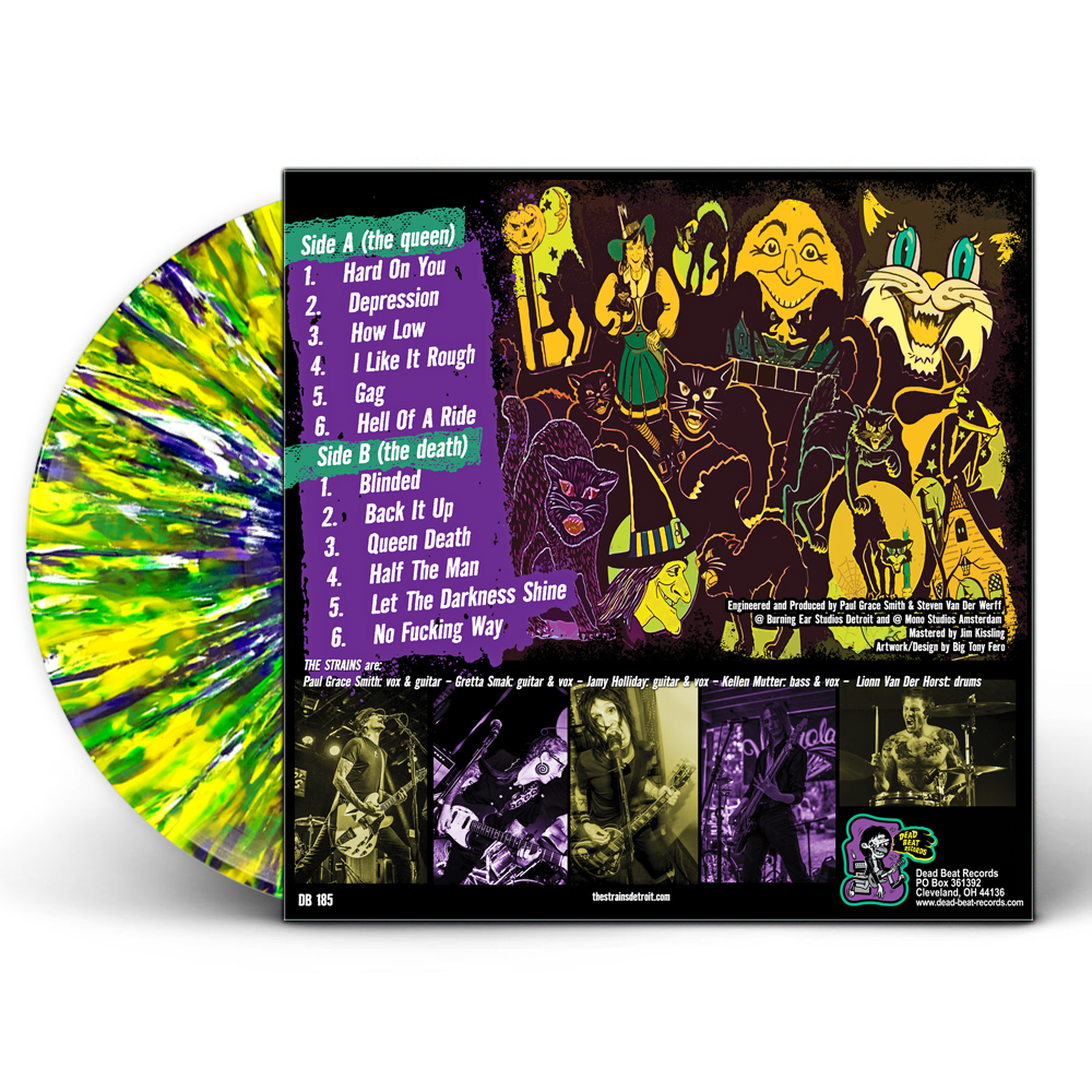 The Strains- Queen Death LP ~SPECIAL EDITION: TRANSPARENT YELLOW WAX W/ OPAQUE PURPLE, GREEN + WHITE SPLATTERS LTD TO 100!