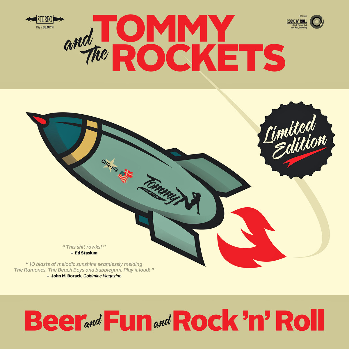 Tommy And The Rockets- Beer And Fun and Rock ‘n Roll LP ~RARE BLUE WAX LTD TO 150!