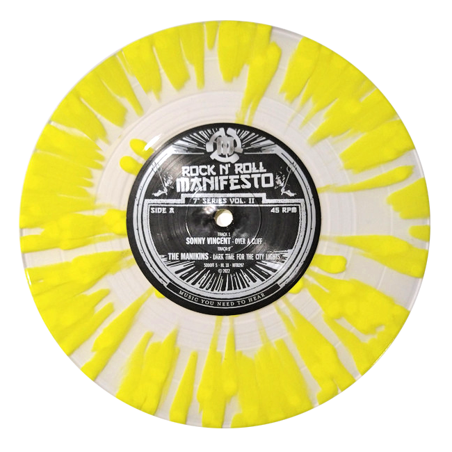 V/A- Rock 'n Roll Manifesto 7" Series Vol. 2 7" ~W/ SONNY VINCENT / MISCALCULATION : RARE YELLOW SPLATTER WAX!