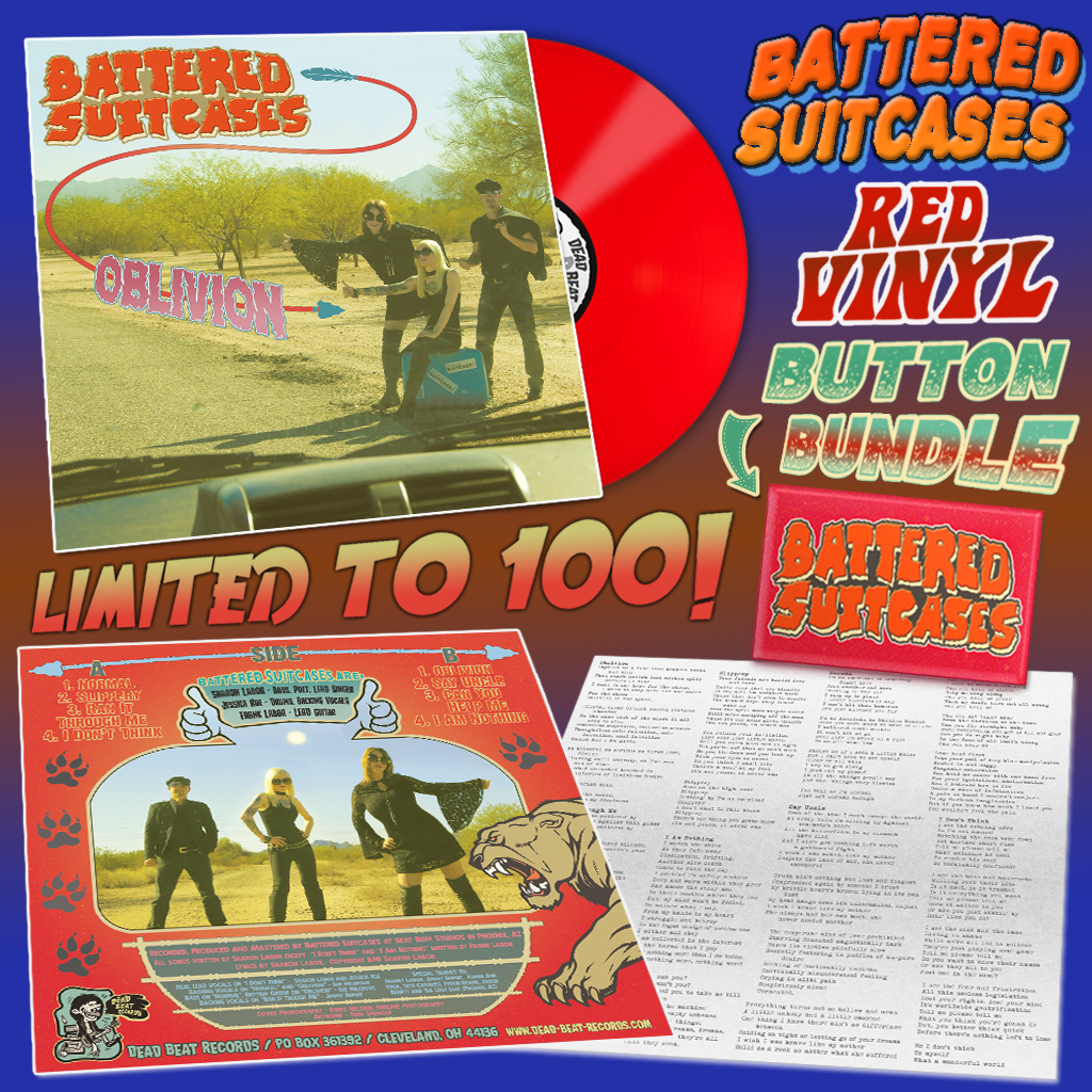 Battered Suitcases- Oblivion LP ~RED VINYL + BUTTON BUNDLE LTD TO 100!
