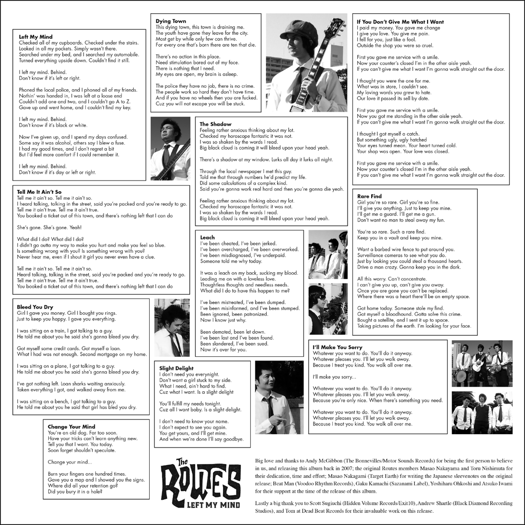 The Routes- Left My Mind LP ~RIPPER BUNDLE LTD TO 50! - Dead Beat - Dead Beat Records - 4