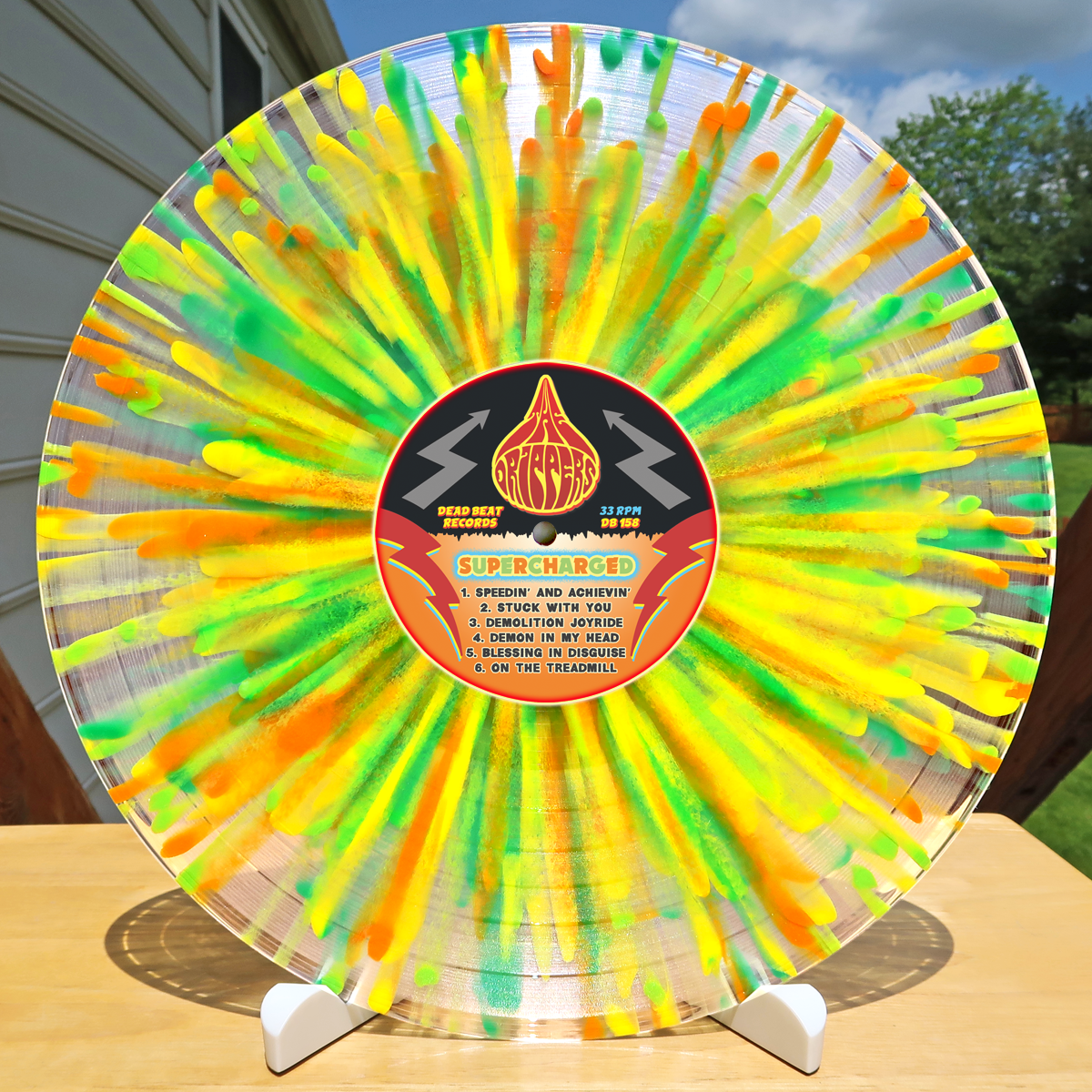 Electric Frankenstein / The Drippers-  'Supercharged' Split LP ~SILVER BUNDLE LTD TO 50 W/ EF PIN, DRIPPERS PIN + SPLAT WAX!