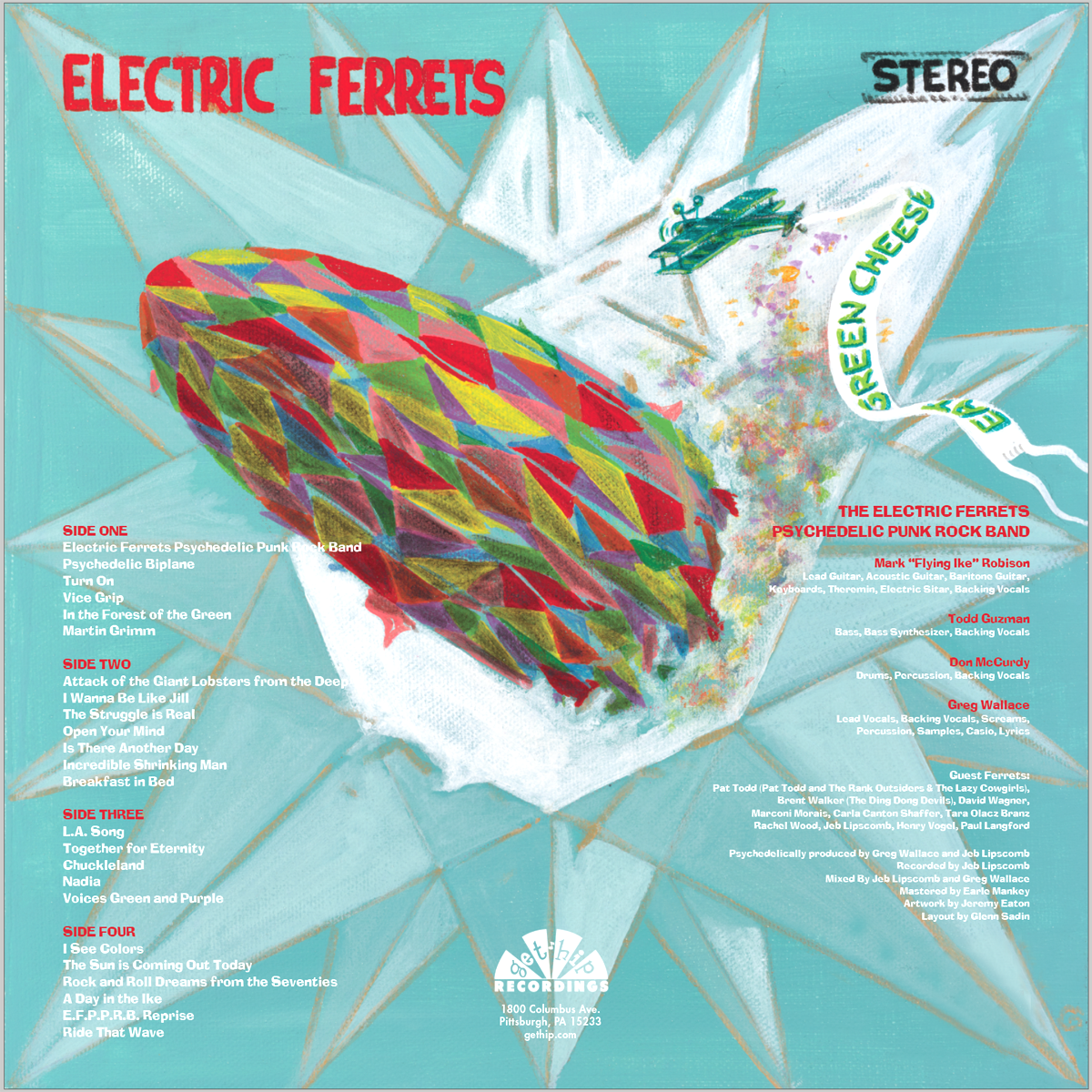Electric Ferrets- Psychedelic Punk Rock Band 2x LP ~GATEFOLD COVER WITH POSTER, COMIC BOOK AND GREEN  LP + PURPLE LP!