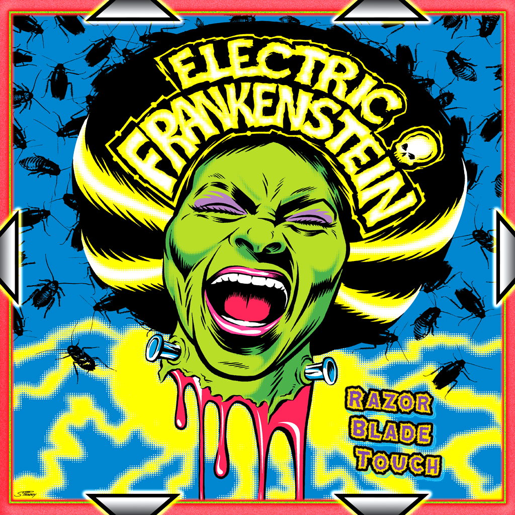 Electric Frankenstein- Razor Blade Touch LP ~HIGH VOLTAGE ELECTRIC FRANKENSLIME SPLIT SPLAT COLORED WAX LTD TO 100!