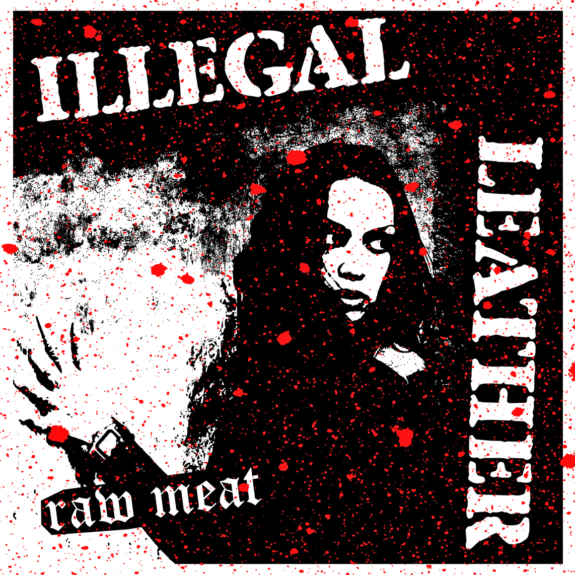 Illegal Leather- Raw Meat LP ~RARE COVER #3 OF 4-COVER QUADRILOGY LTD TO 35 HAND NUMBERED COPIES W/ CUSTOM BLOOD RED SPLATTERS!