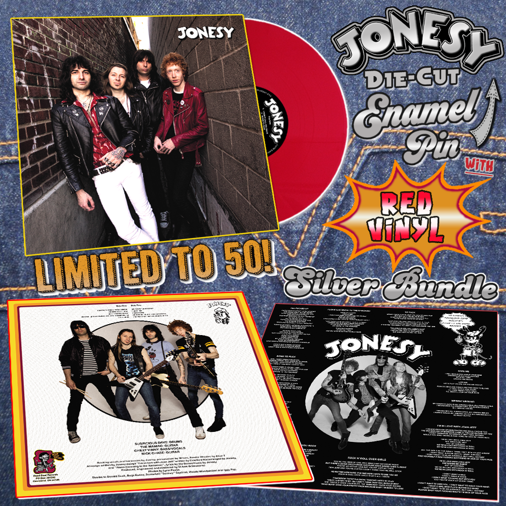 Jonesy- S/T LP ~SILVER BUNDLE W/ CHERRY RED WAX + SILVER DIE-CUT PIN!