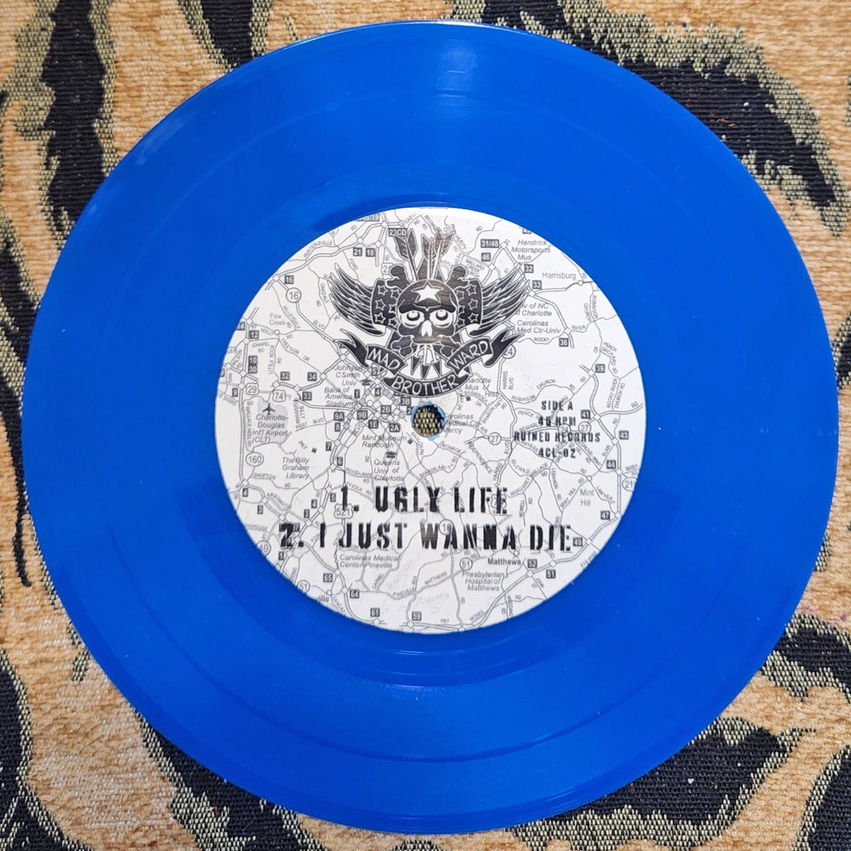 Mad Brother Ward- Ugly Life 7" ~ANTISEEN MEMBER / BLUE VINYL WITH ETCHING + HOLOGRAPHIC STICKER!