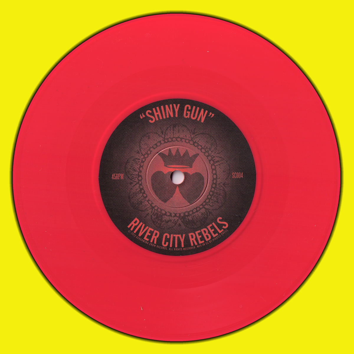 River City Rebels- Headed To Hell 7" ~RARE MAGENTA RED WAX W/ RIVER CITY REBELS STICKER!