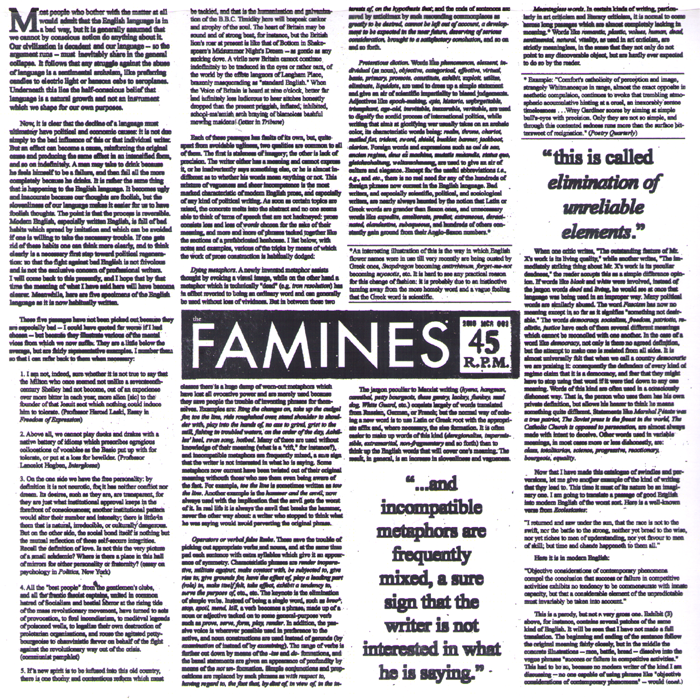 The Famines- Syllables 7” ~REDD KROSS / KILLER!