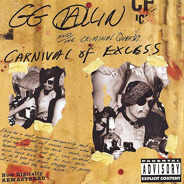 GG Allin- Carnival Of Excess CD ~REISSUE W/ 5 BONUS TRACKS!