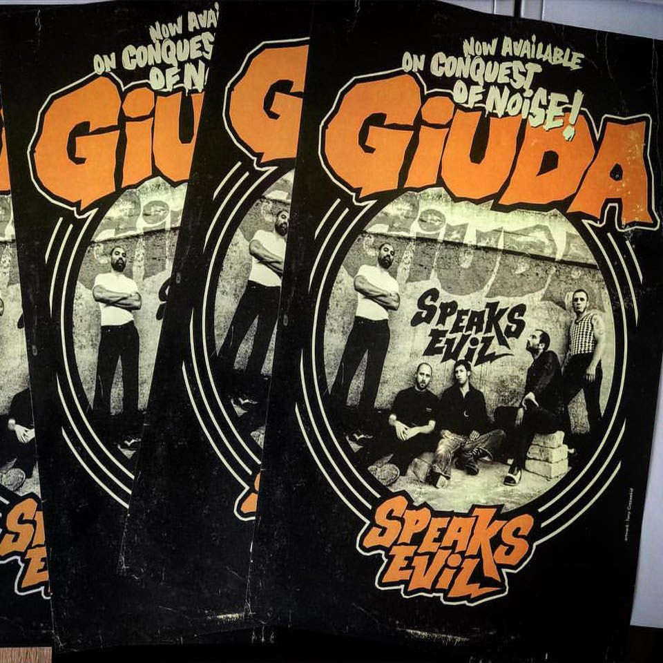 Giuda- Speaks Evil LP ~VERY RARE GREEN WAX, 2 POSTERS, PIN + STICKER!