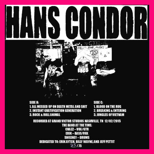 Hans Condor- S/T  LP ~VERY RARE COVER LIMTED TO 75 COPIES!