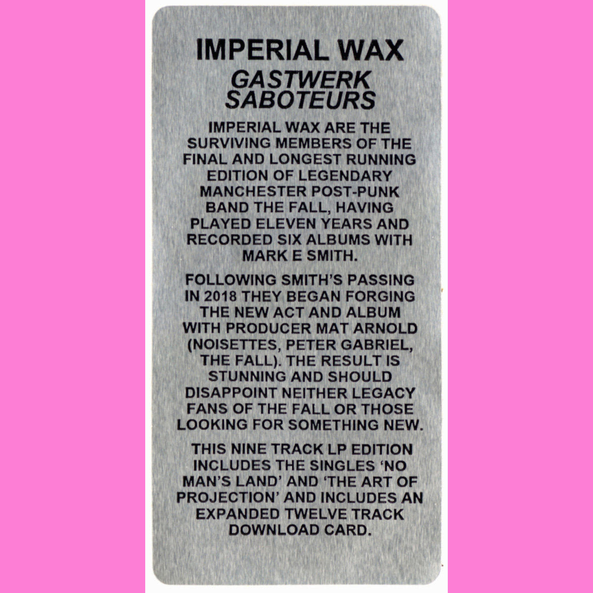Imperial Wax- Gastwerk Saboteurs LP ~EX THE FALL!