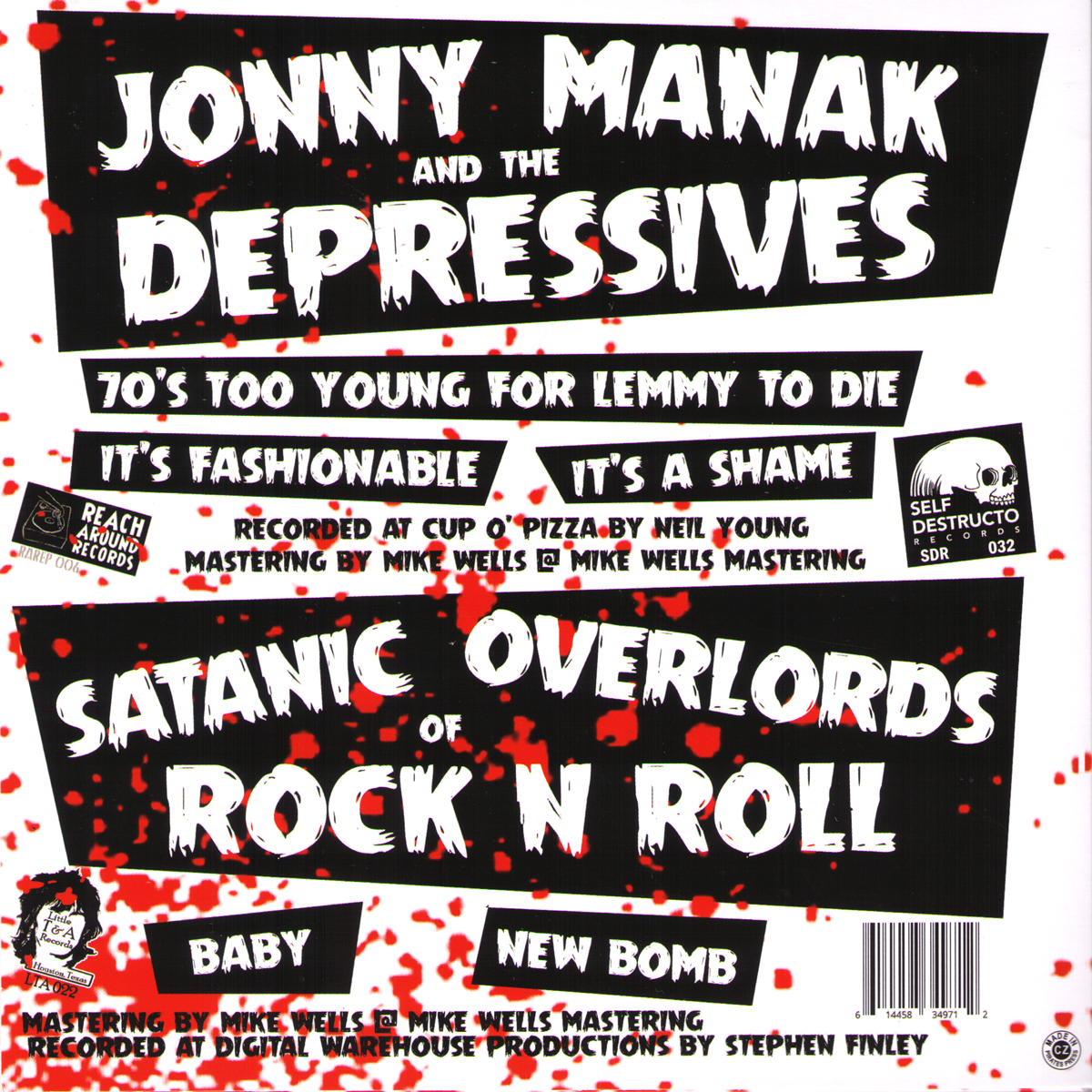Jonny Manak And The Depressives / Satanic Overlords Of Rock 'N' Roll - Split 7” ~HELLACOPTERS!