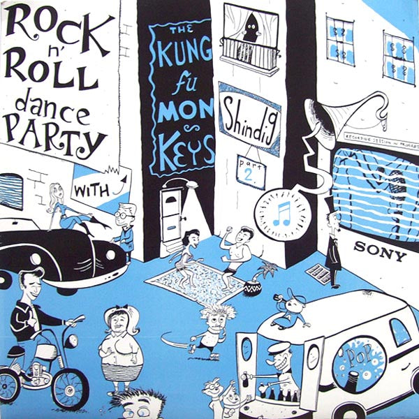 Kung Fu Monkeys- Rock N Roll Dance Party 7" ~RARE BLUE WAX!