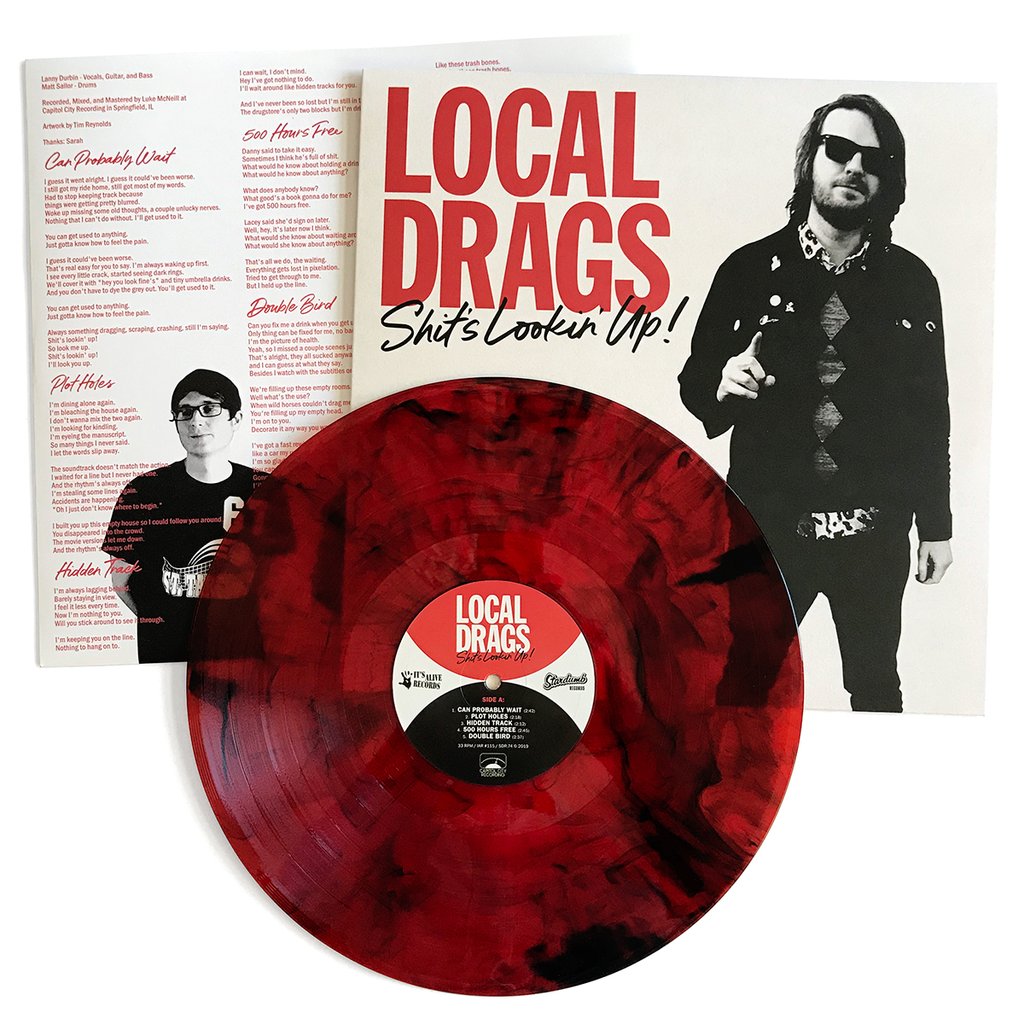 Local Drags- Shit’s Lookin’ Up LP ~EX  STARTER JACKETS / RARE RED + BLACK MARBLE WAX!
