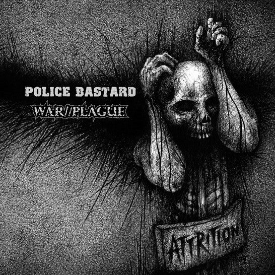 Police Bastard/War Plague- Split LP ~ EX DOOM - Profane Existence - Dead Beat Records