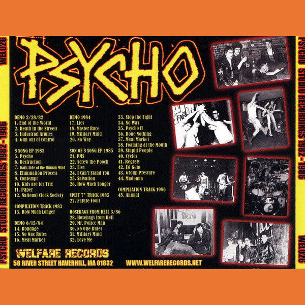 Psycho- Studio Recordings 1982 - 1986 CD ~REISSUE! - Welfare Records - Dead Beat Records - 6
