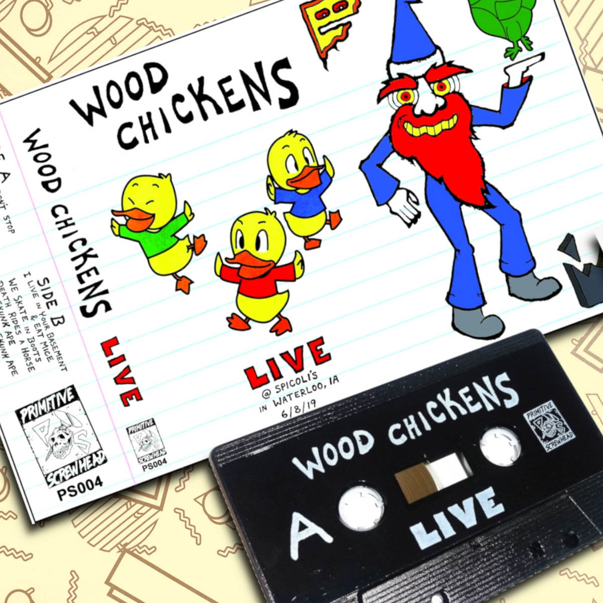 Wood Chickens- Live At Spicoli's CS TAPE ~MAN OR ASTROMAN!